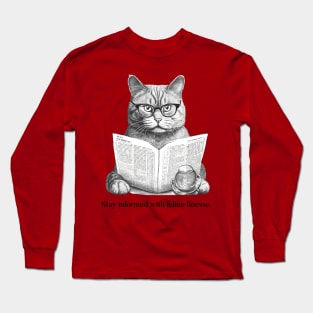 Cat reading paper Long Sleeve T-Shirt